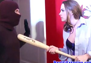 Brunette in stockings drilled deep and hard here