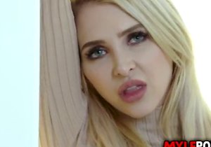 Pale-skinned blonde deepthroating and more